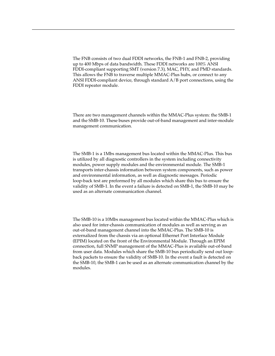 Flexible network bus (fnb), System management buses, Smb-1 bus | Smb-10 bus | Cabletron Systems MMAC-Plus 9T122-24 User Manual | Page 20 / 27