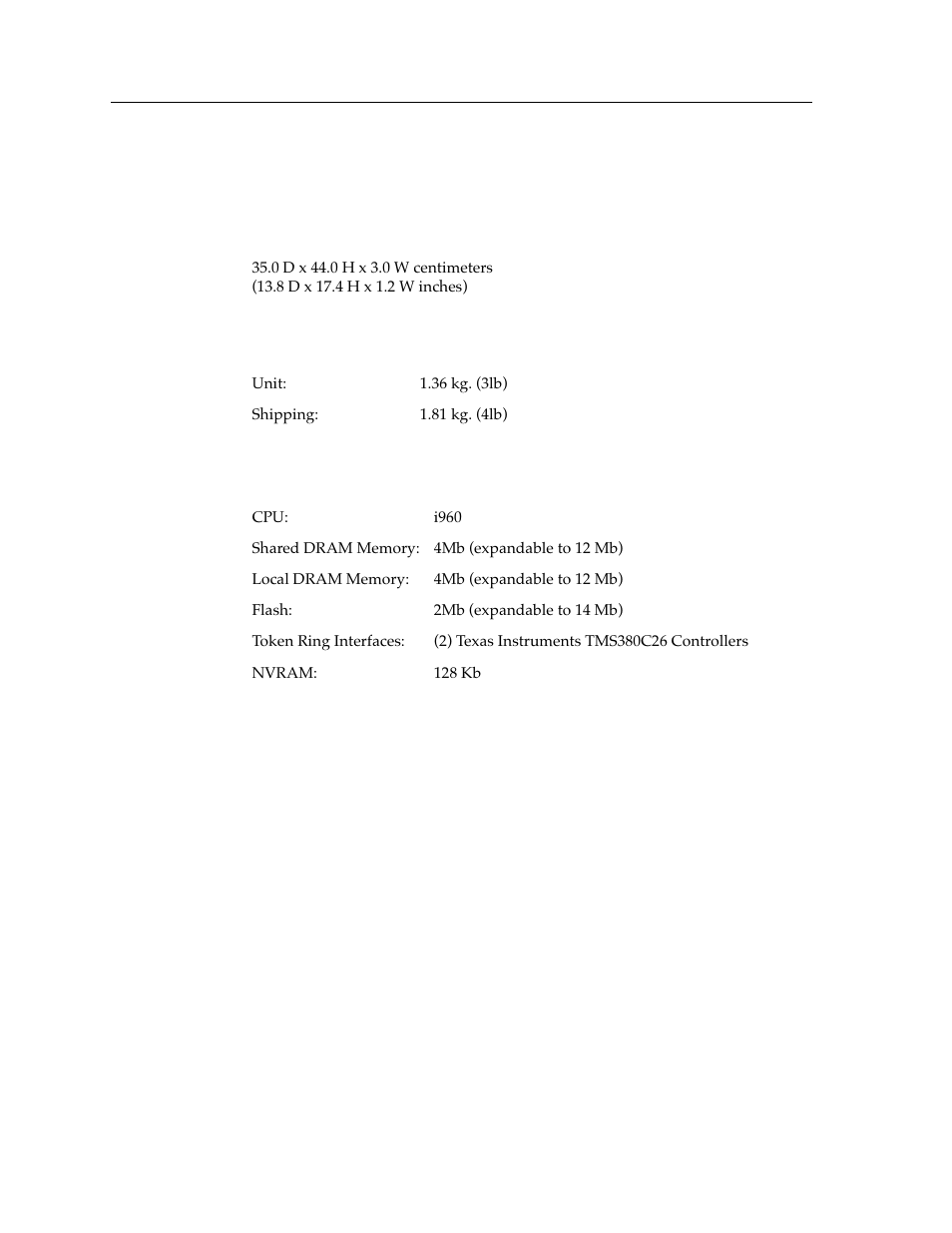 Physical, Dimensions, Weight | Electrical | Cabletron Systems MMAC-Plus 9T122-24 User Manual | Page 27 / 27