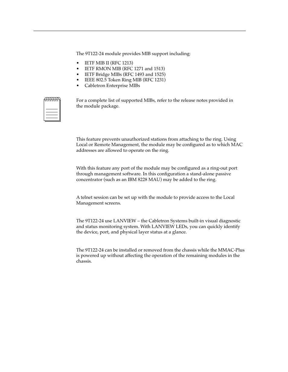 Cabletron Systems MMAC-Plus 9T122-24 User Manual | Page 7 / 27
