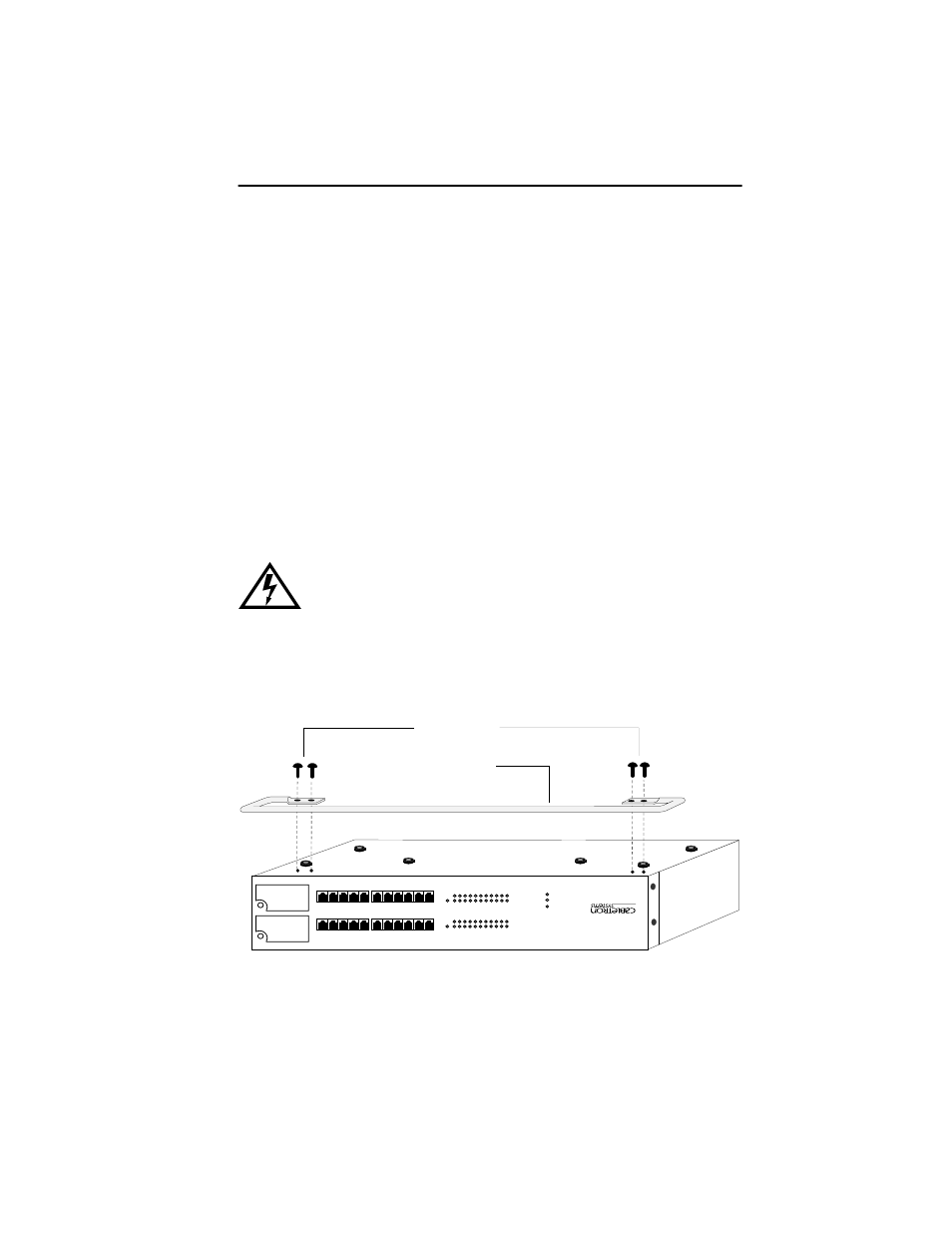 3 rackmount installation, Rackmount installation -3, Rack mounting the seh (section 4.3) | Attaching the strain-relief bracket, Figure 4-2 attaching the strain-relief bracket | Cabletron Systems SEH100TX-22 User Manual | Page 27 / 52