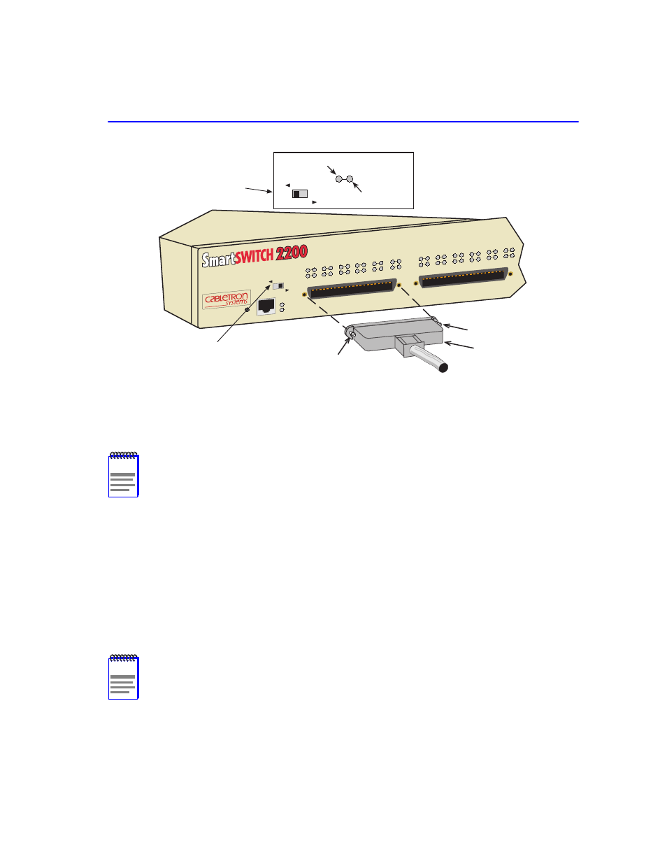 Straight cable connection -9, Figure 3-6, F or details on how to obtain this document | Rj21 screw screw, Led mode switch, Led mode switch in rx–tx position | Cabletron Systems 2H253-25R User Manual | Page 39 / 64