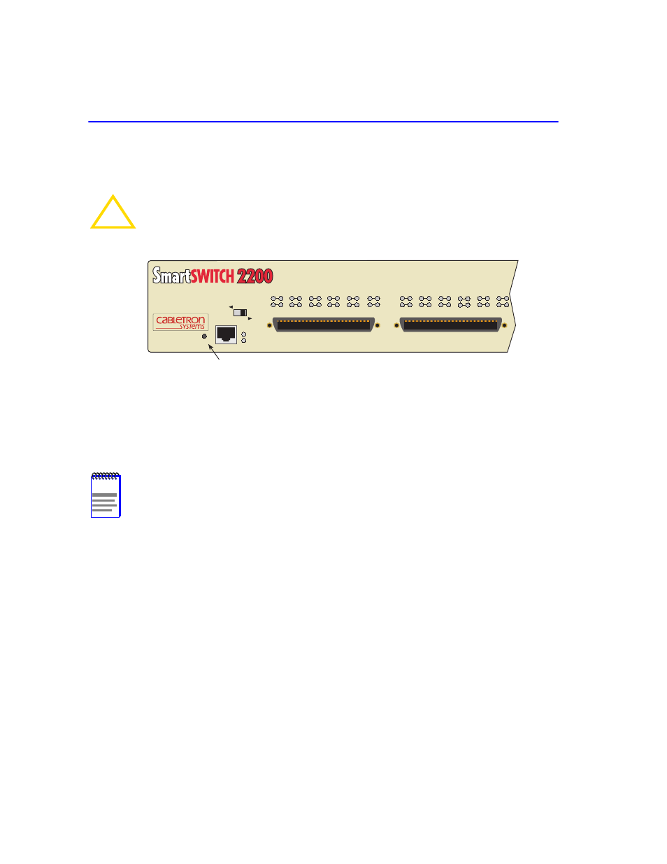 3 using the reset button, Using the reset button -8, Reset button -8 | Using the reset button, Section 4.3, 3 using the reset button, Using the reset button 4-8 troubleshooting, Figure 4-2 reset button | Cabletron Systems 2H253-25R User Manual | Page 48 / 64