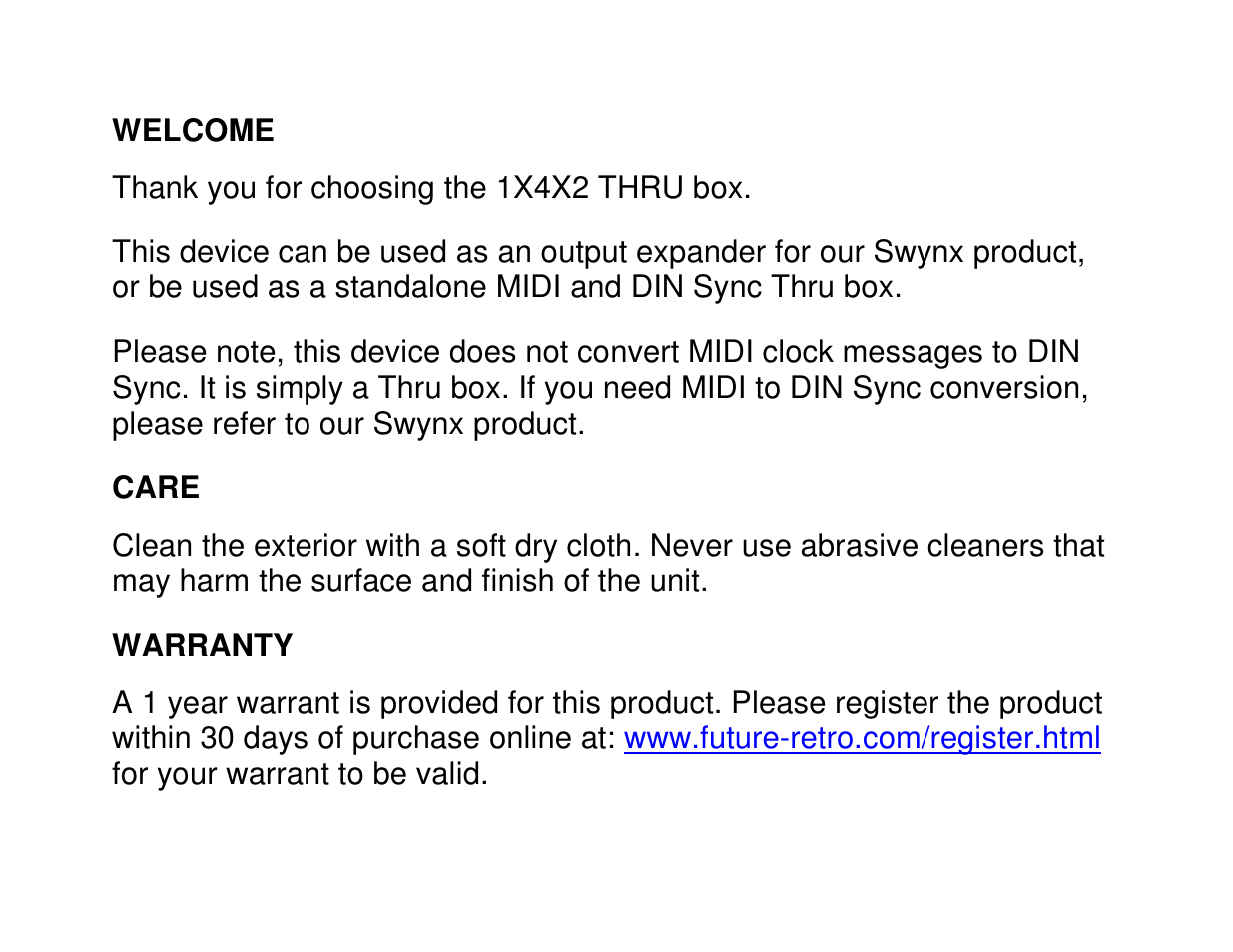 Future Retro 1X4X2 THRU BOX User Manual | Page 2 / 4