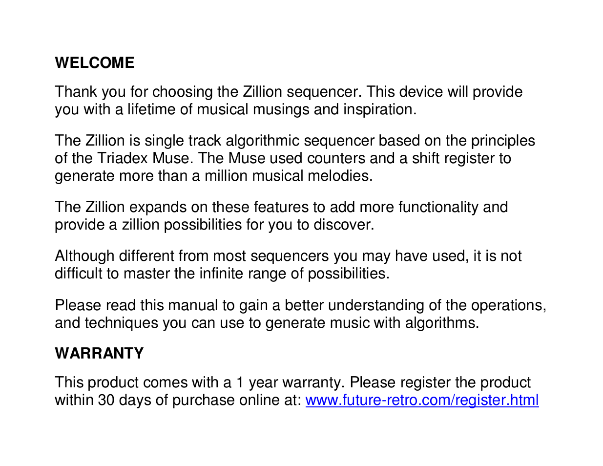 Future Retro Zillion Owner Manual User Manual | Page 2 / 36