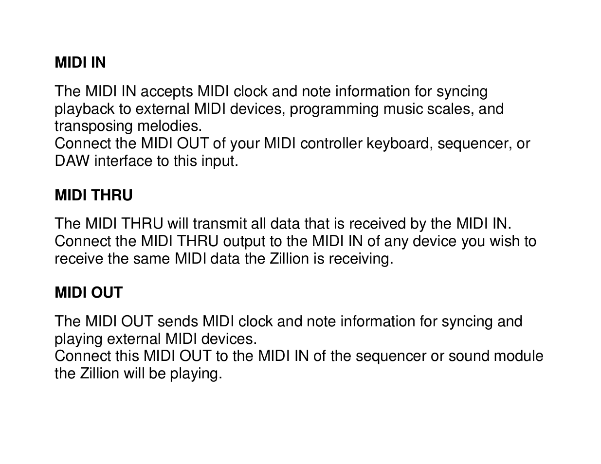 Midi in | Future Retro Zillion Owner Manual User Manual | Page 5 / 36