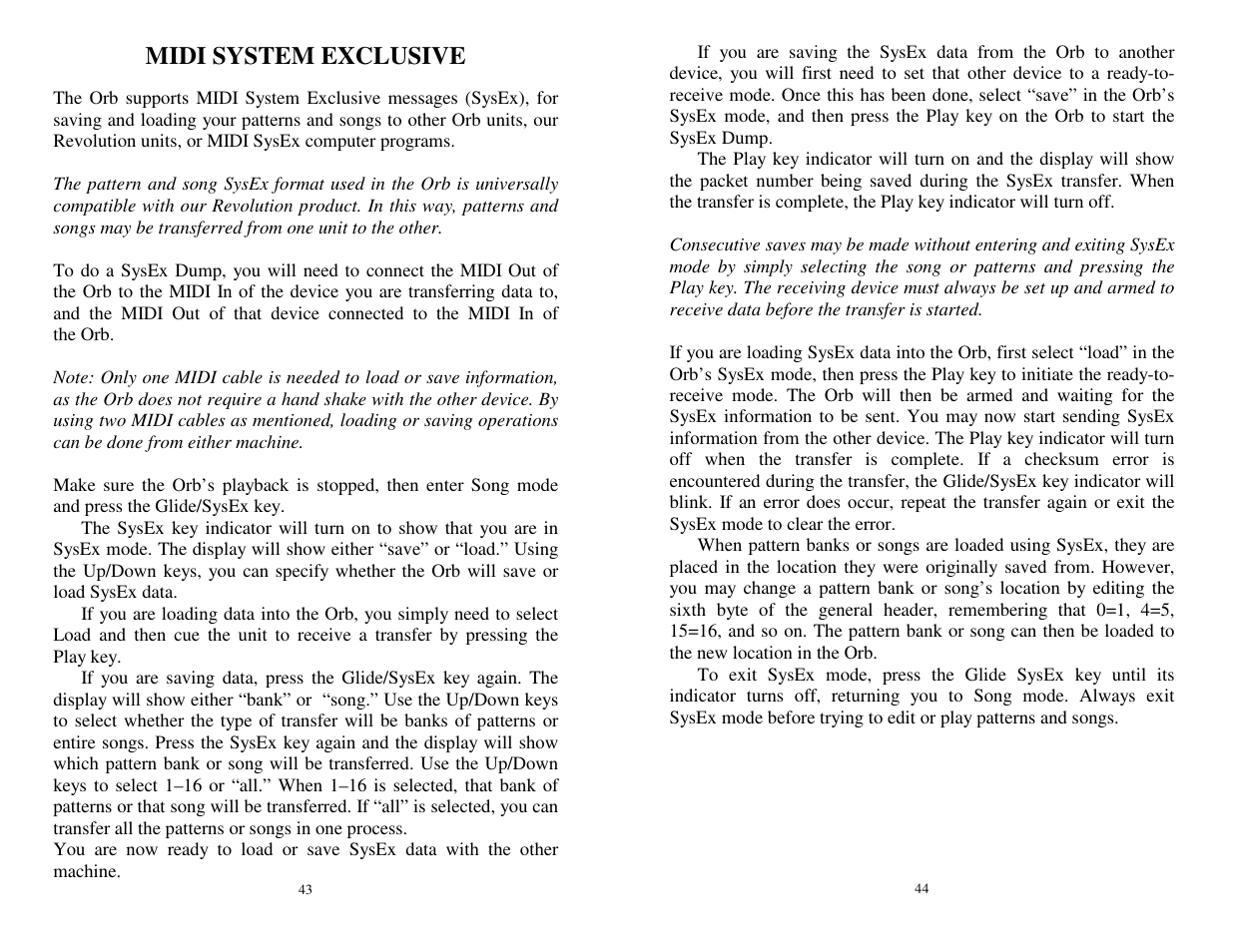 Midi system exclusive | Future Retro Orb Owner Manual User Manual | Page 23 / 29