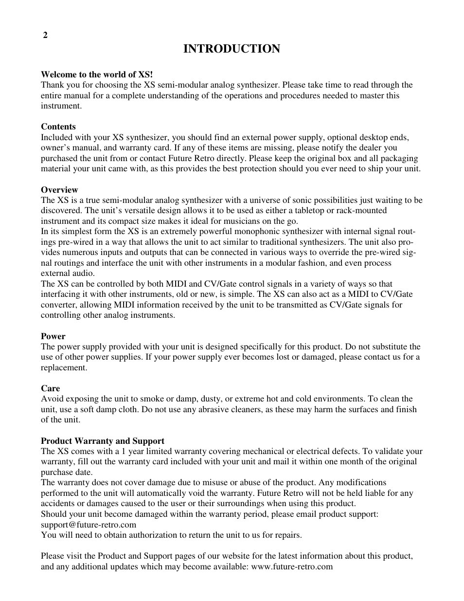 Future Retro XS User Manual | Page 4 / 62