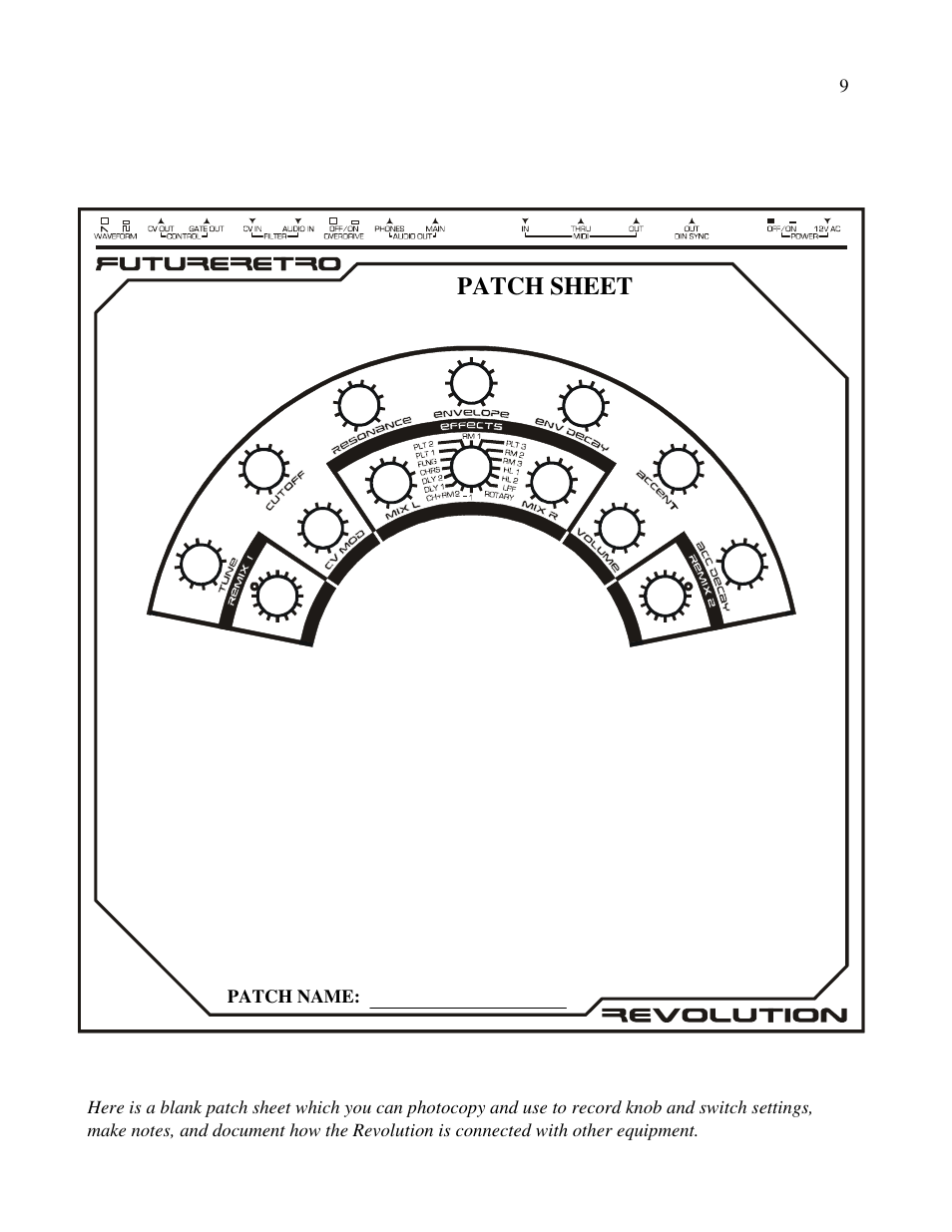 Patch sheet | Future Retro Revolution Owner Manual User Manual | Page 11 / 46