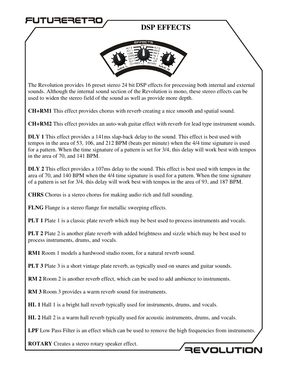 Dsp effects | Future Retro Revolution Owner Manual User Manual | Page 12 / 46