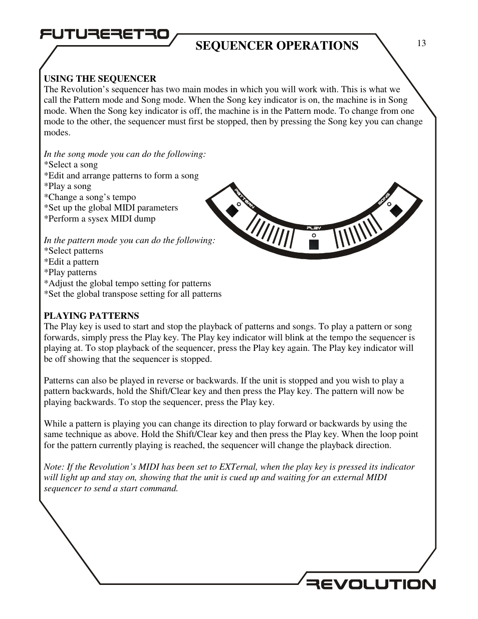 Sequencer operations | Future Retro Revolution Owner Manual User Manual | Page 15 / 46