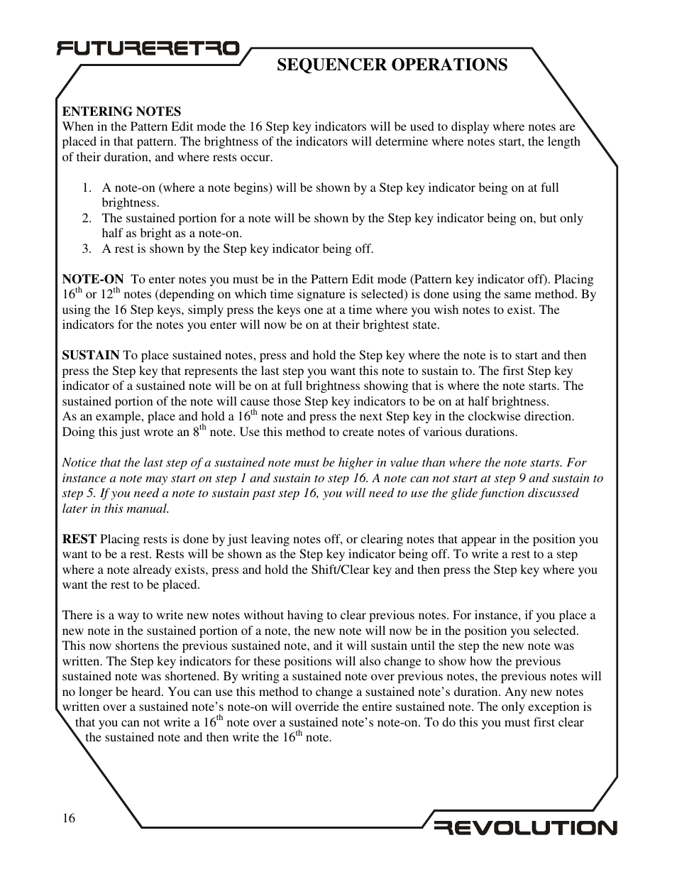 Sequencer operations | Future Retro Revolution Owner Manual User Manual | Page 18 / 46