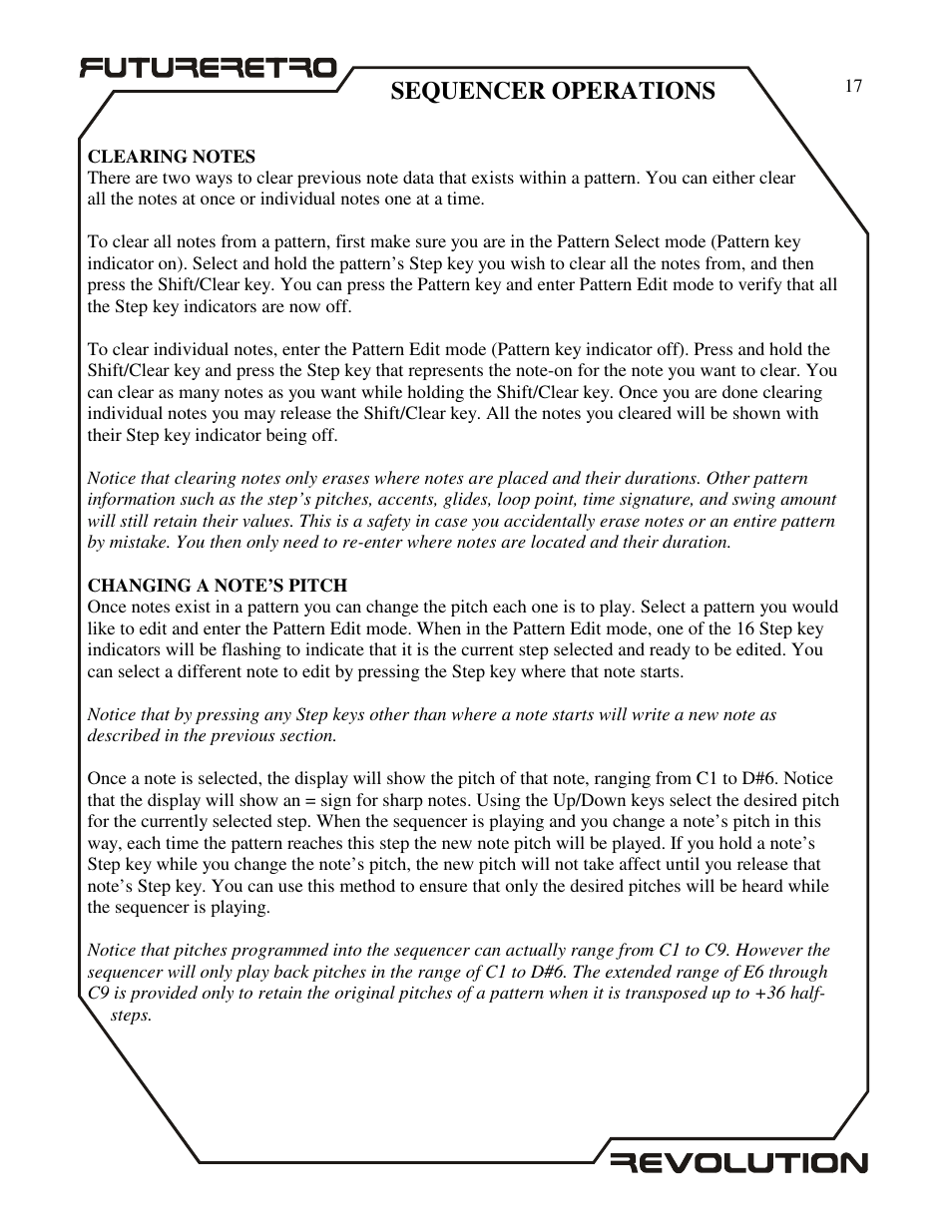 Sequencer operations | Future Retro Revolution Owner Manual User Manual | Page 19 / 46