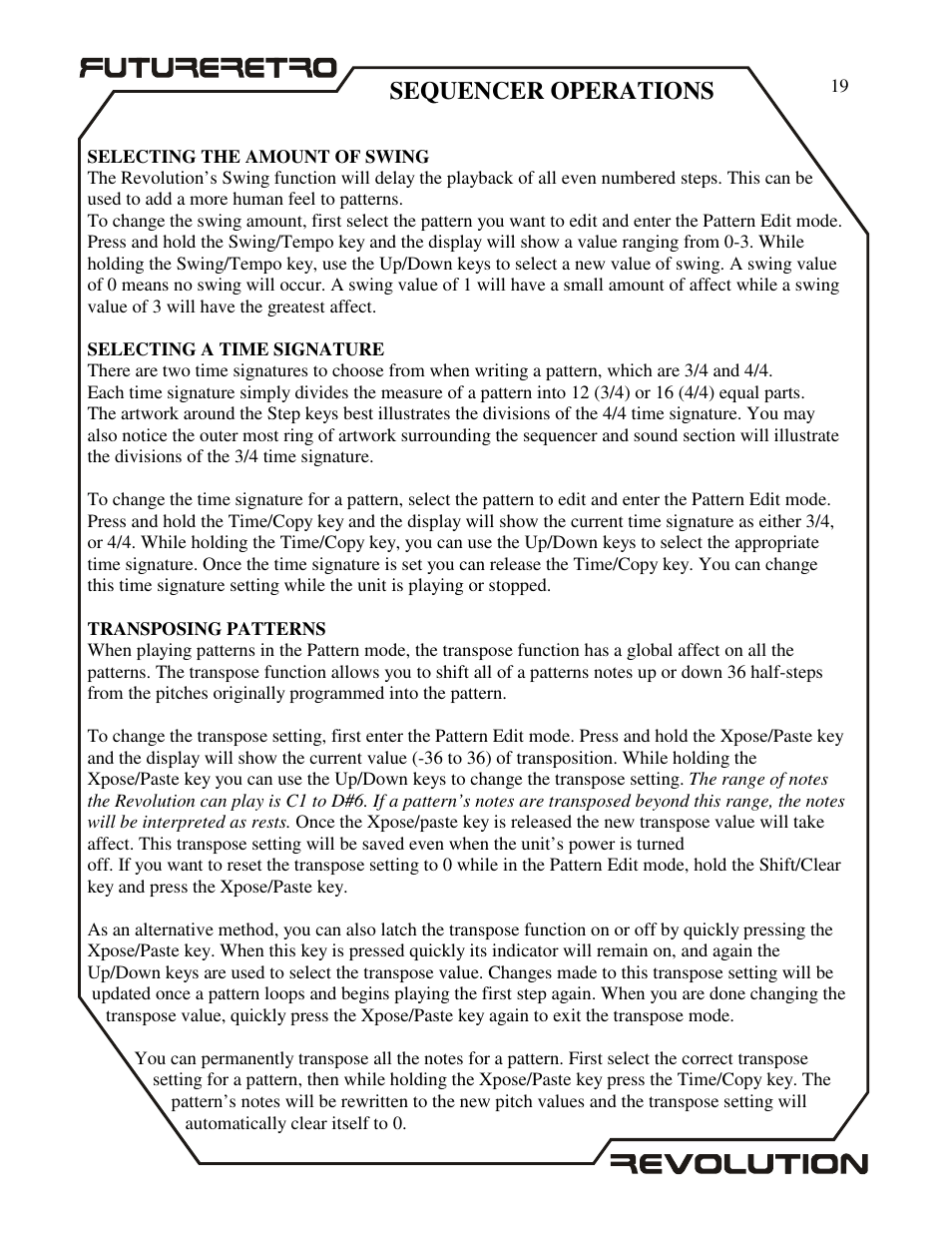 Sequencer operations | Future Retro Revolution Owner Manual User Manual | Page 21 / 46