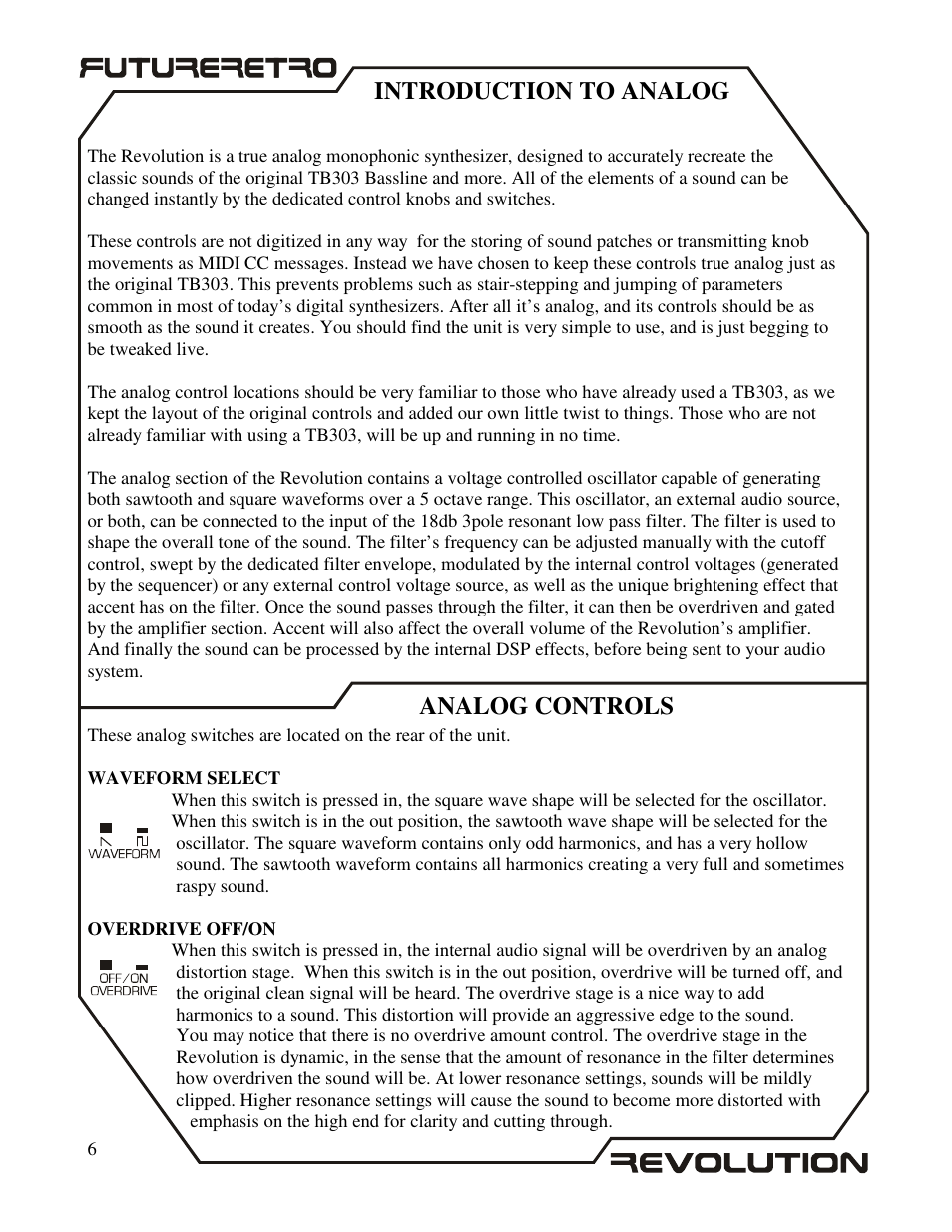 Introduction to analog analog controls | Future Retro Revolution Owner Manual User Manual | Page 8 / 46