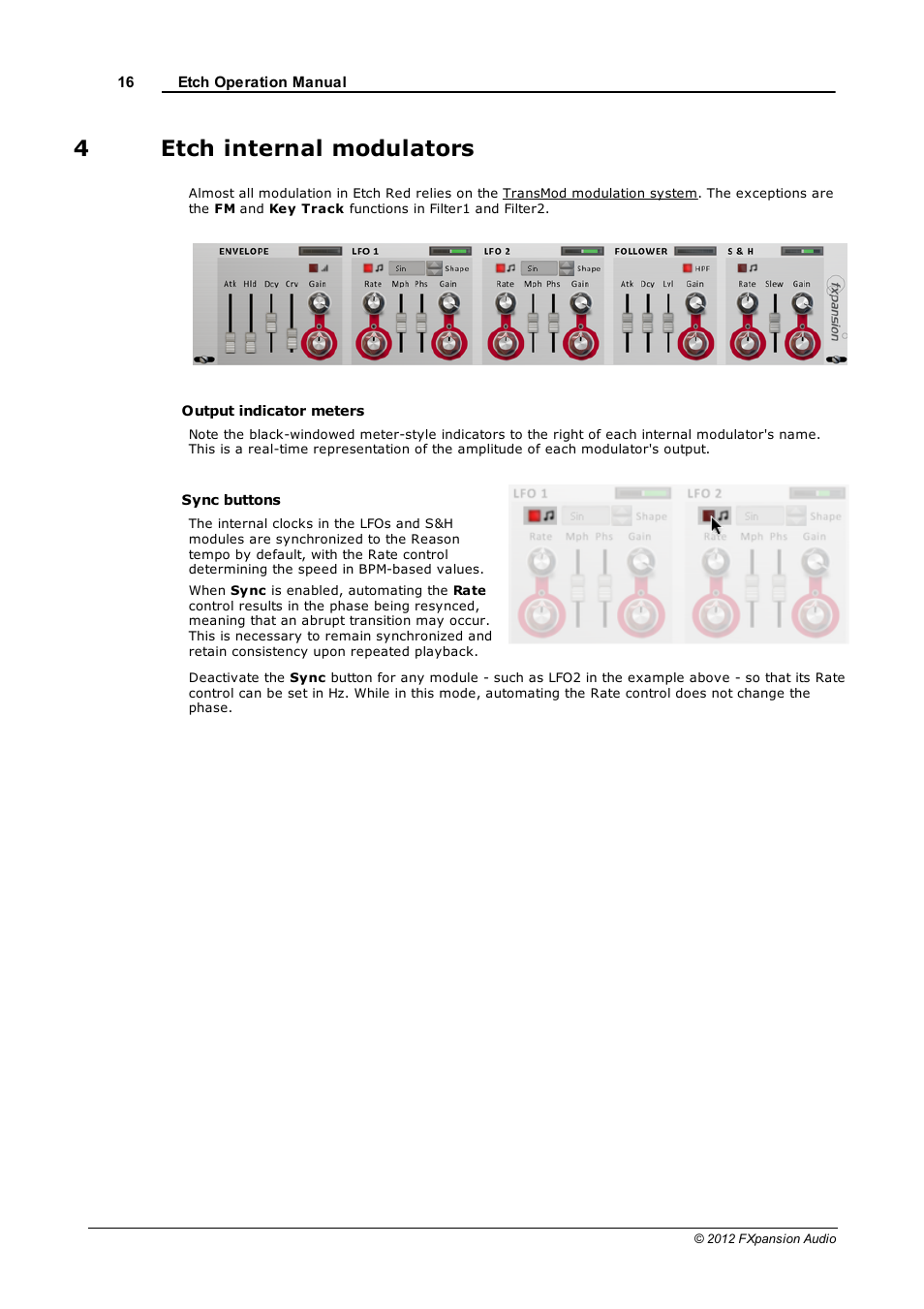 Etch internal modulators, 4 etch internal modulators, 4etch internal modulators | FXpansion EtchRed User Manual | Page 16 / 29