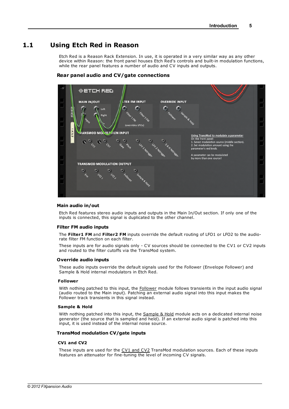 Using etch red in reason, 1 using etch red in reason | FXpansion EtchRed User Manual | Page 5 / 29