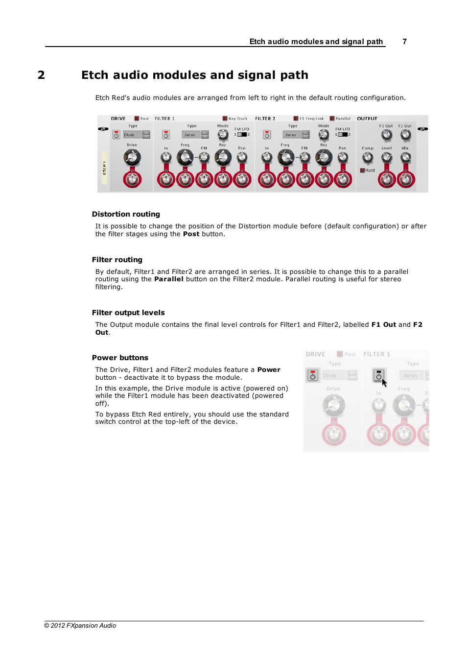 Etch audio modules and signal path, 2 etch audio modules and signal path, 2etch audio modules and signal path | FXpansion EtchRed User Manual | Page 7 / 29