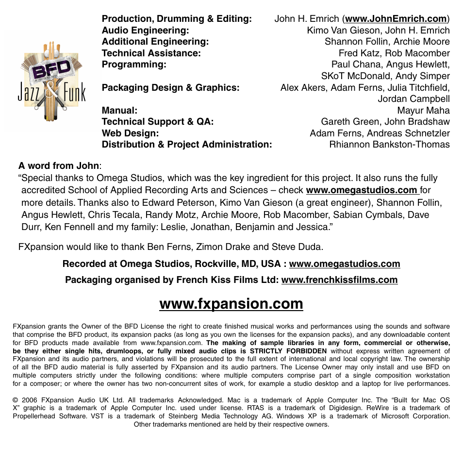 FXpansion BFD Jazz & Funk User Manual | Page 11 / 11