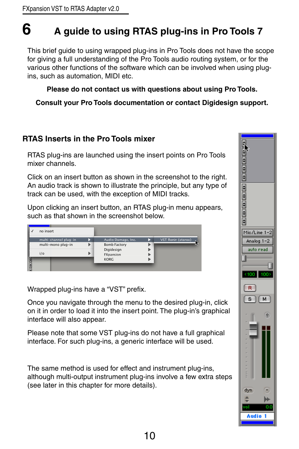 A guide to using rtas plug-ins in pro tools 7 | FXpansion VST to RTAS Adapter v2.0 User Manual | Page 10 / 16