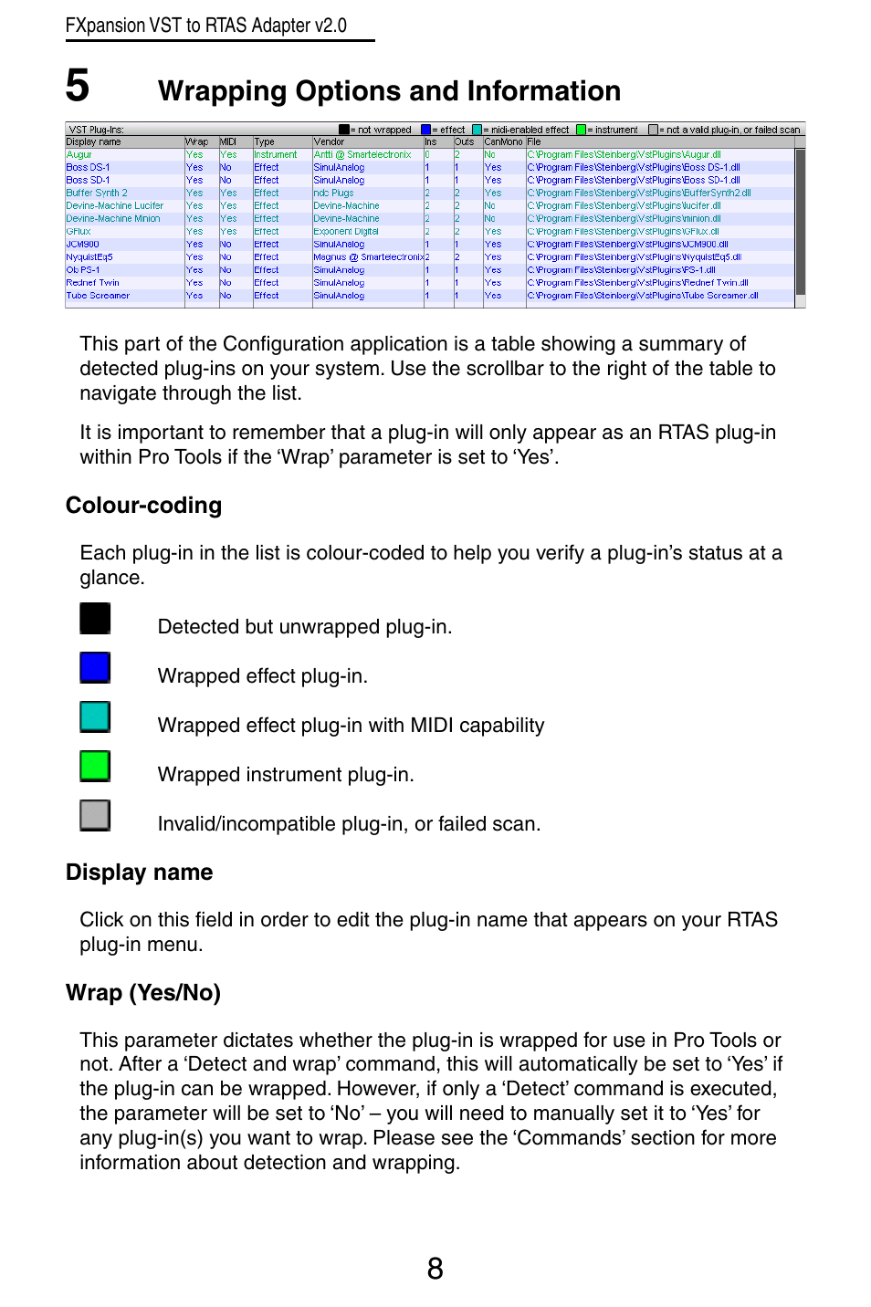 Wrapping options and information | FXpansion VST to RTAS Adapter v2.0 User Manual | Page 8 / 16