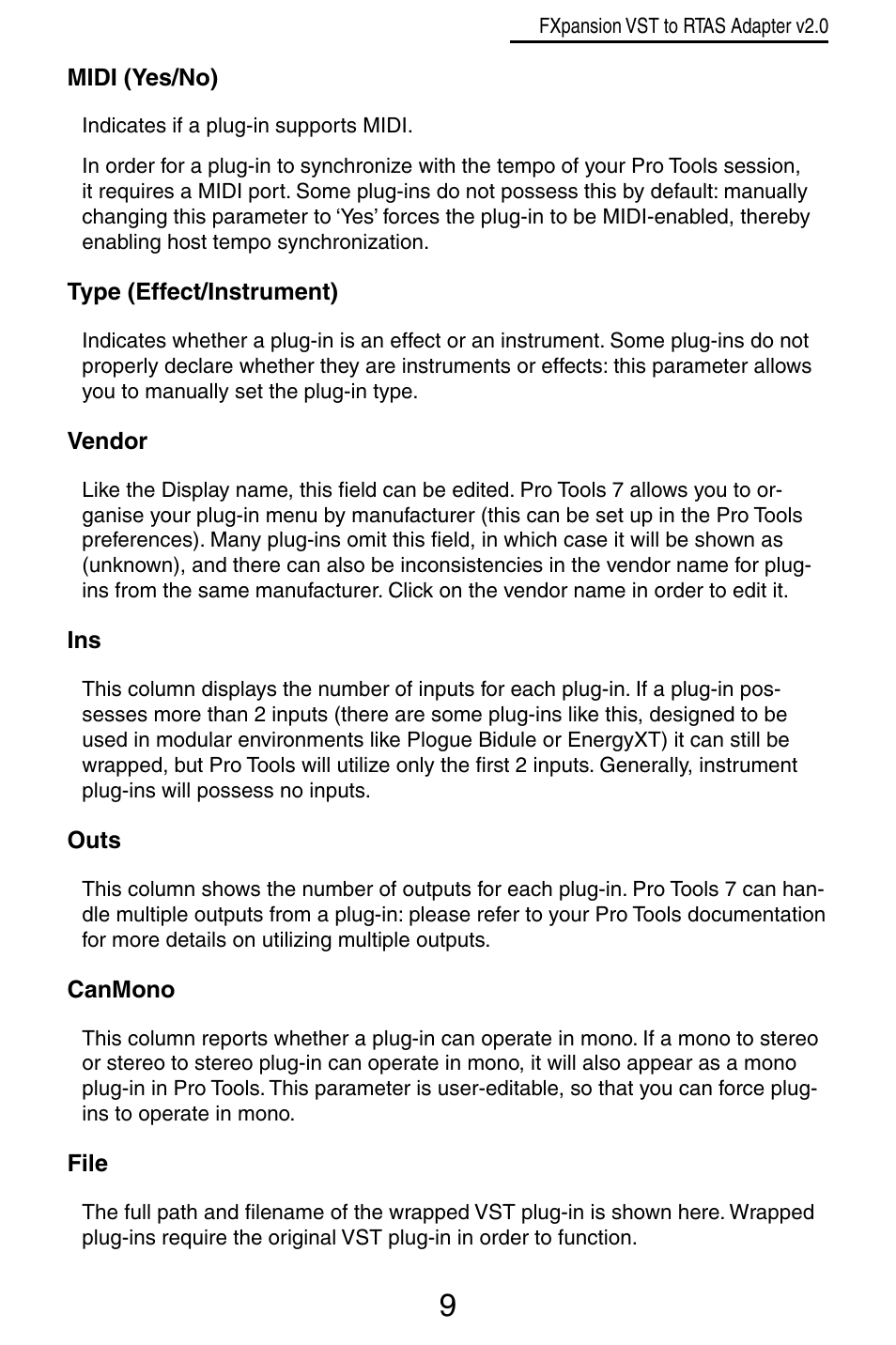 FXpansion VST to RTAS Adapter v2.0 User Manual | Page 9 / 16
