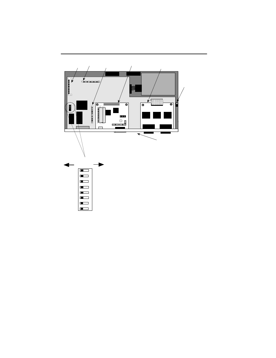 Figure 3-2 switch, brim, and simm locations | Cabletron Systems NBR-420 User Manual | Page 21 / 73