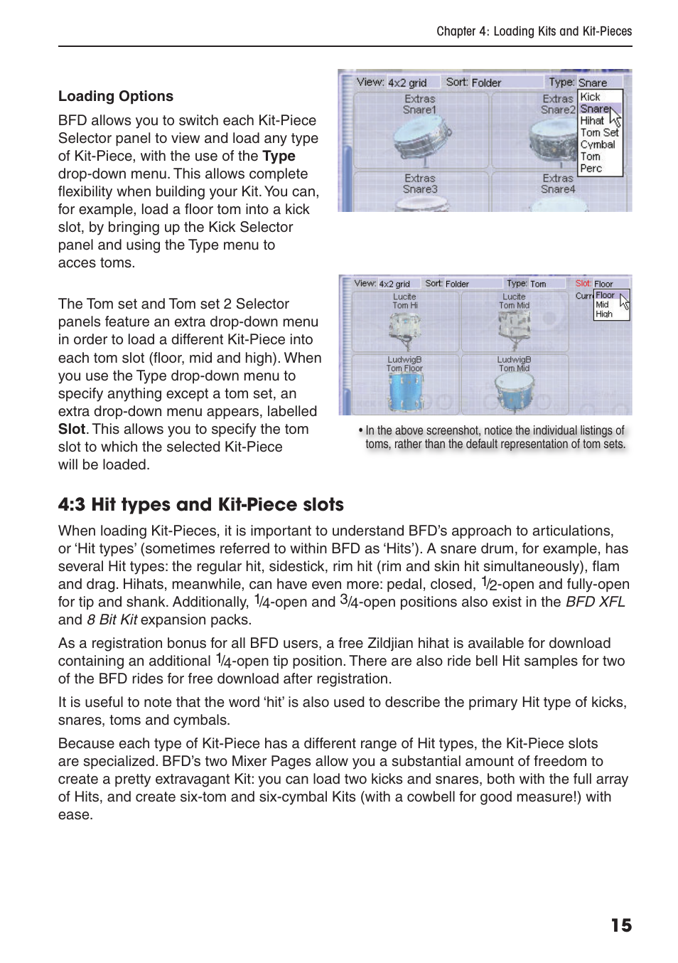 3 hit types and kit-piece slots | FXpansion BFD Premium Acoustic Drum Module User Manual | Page 21 / 82