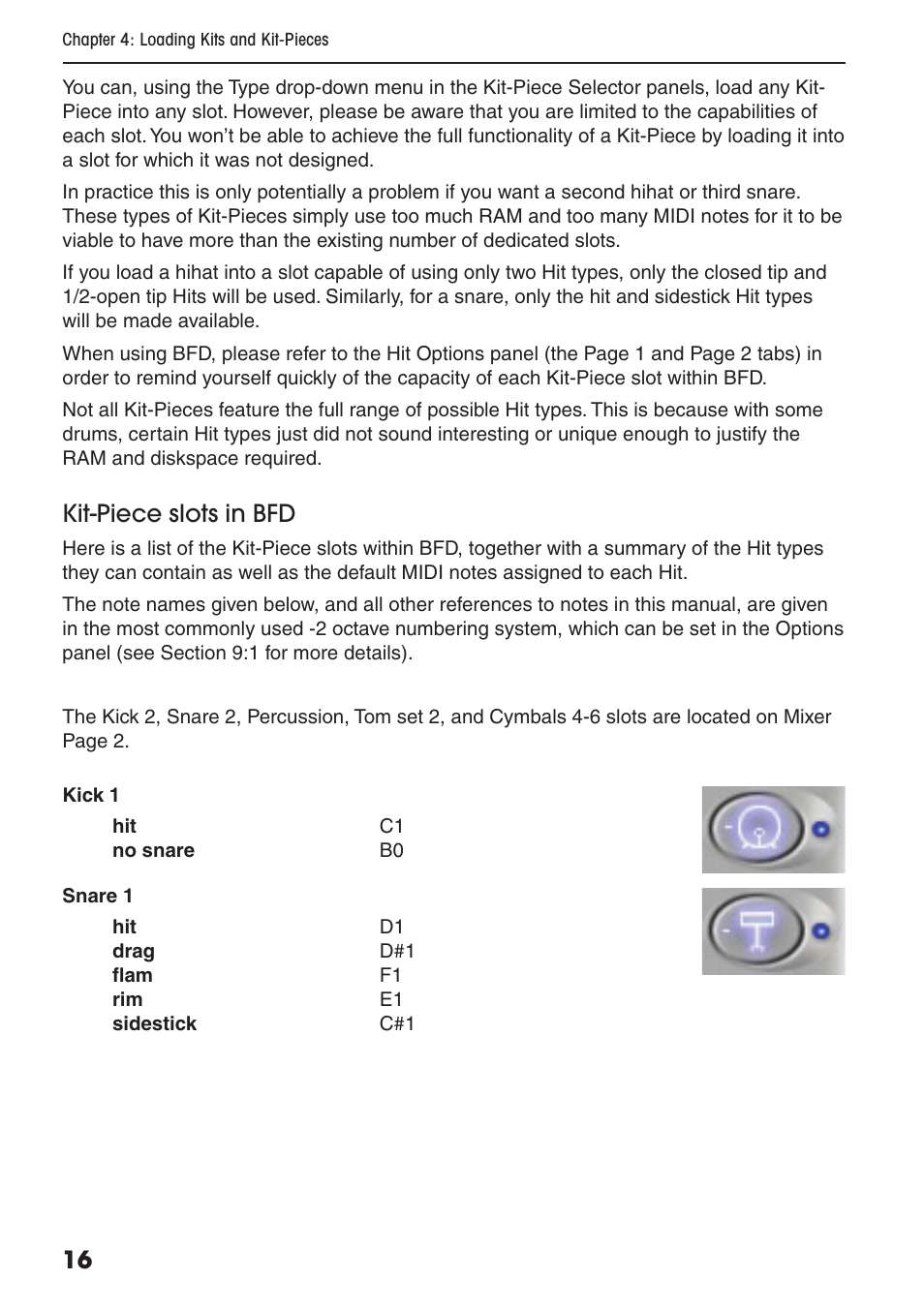 Kit-piece slots in bfd | FXpansion BFD Premium Acoustic Drum Module User Manual | Page 22 / 82