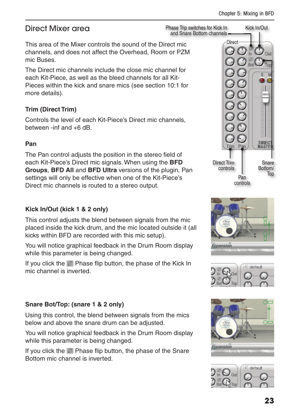 23 direct mixer area | FXpansion BFD Premium Acoustic Drum Module User Manual | Page 29 / 82