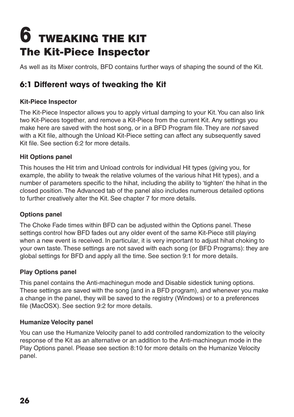 Tweaking the kit the kit-piece inspector | FXpansion BFD Premium Acoustic Drum Module User Manual | Page 32 / 82