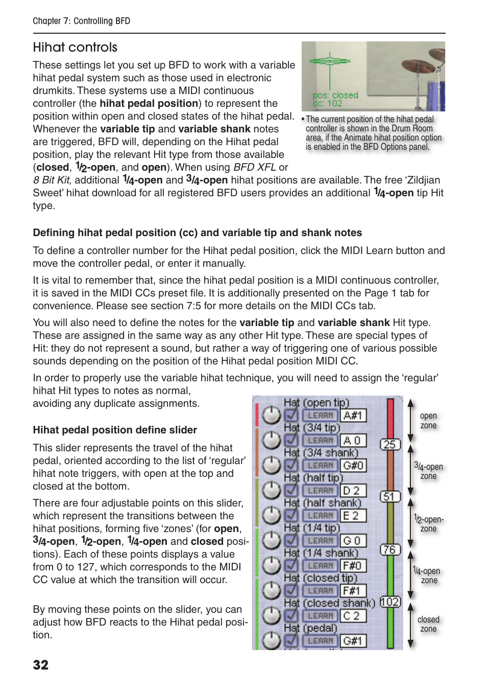 32 hihat controls | FXpansion BFD Premium Acoustic Drum Module User Manual | Page 38 / 82