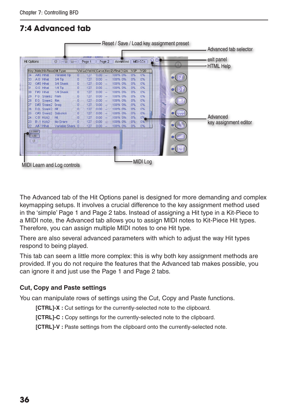 36 7:4 advanced tab | FXpansion BFD Premium Acoustic Drum Module User Manual | Page 42 / 82