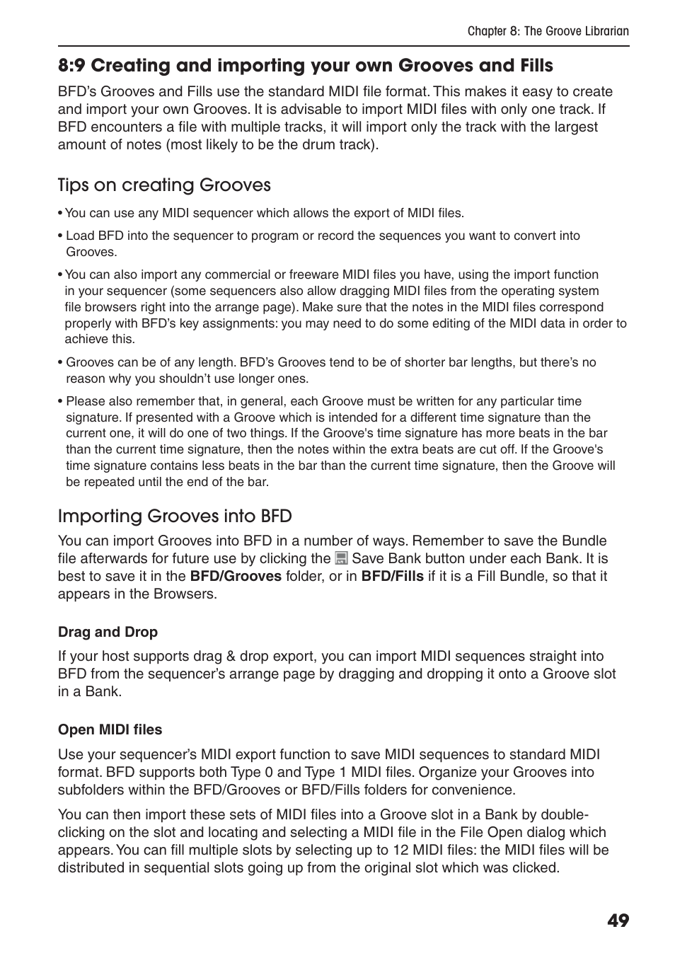 Tips on creating grooves, Importing grooves into bfd | FXpansion BFD Premium Acoustic Drum Module User Manual | Page 55 / 82