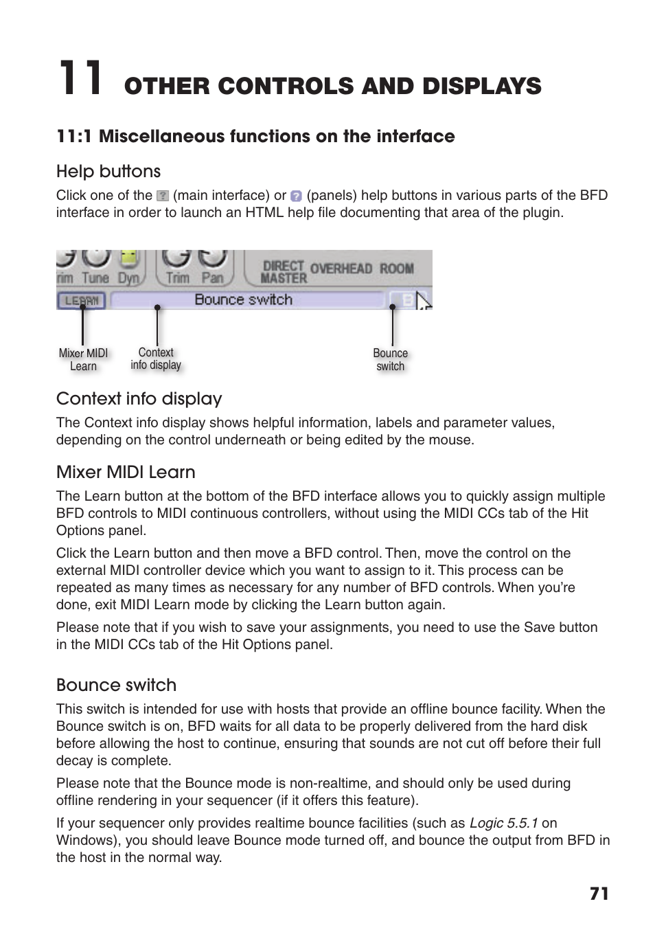 Other controls and displays | FXpansion BFD Premium Acoustic Drum Module User Manual | Page 77 / 82