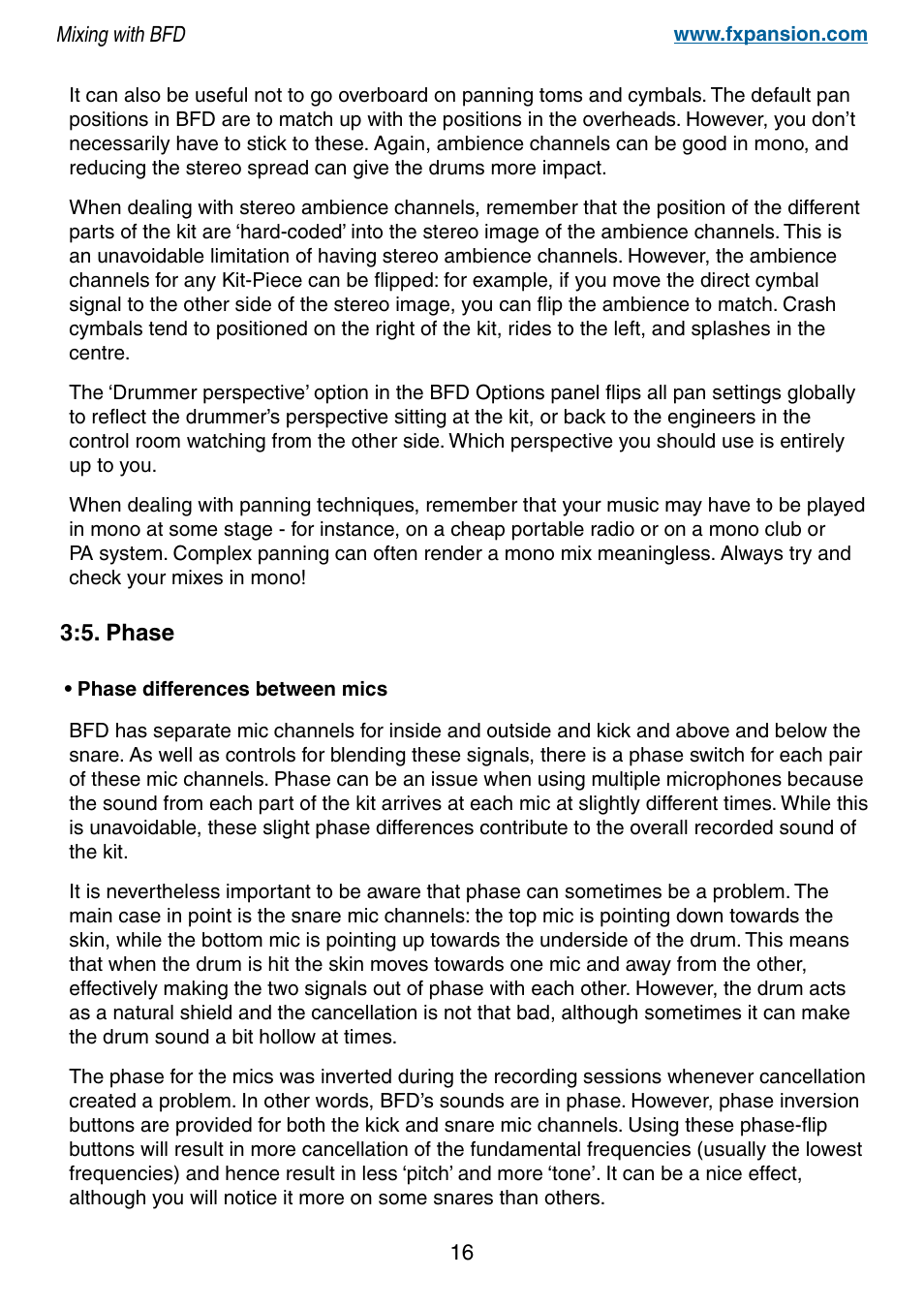 5. phase, 16 3:5. phase | FXpansion BFD Premium Acoustic Drum Module Mixing with BFD User Manual | Page 16 / 39