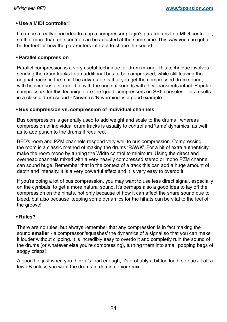 FXpansion BFD Premium Acoustic Drum Module Mixing with BFD User Manual | Page 24 / 39