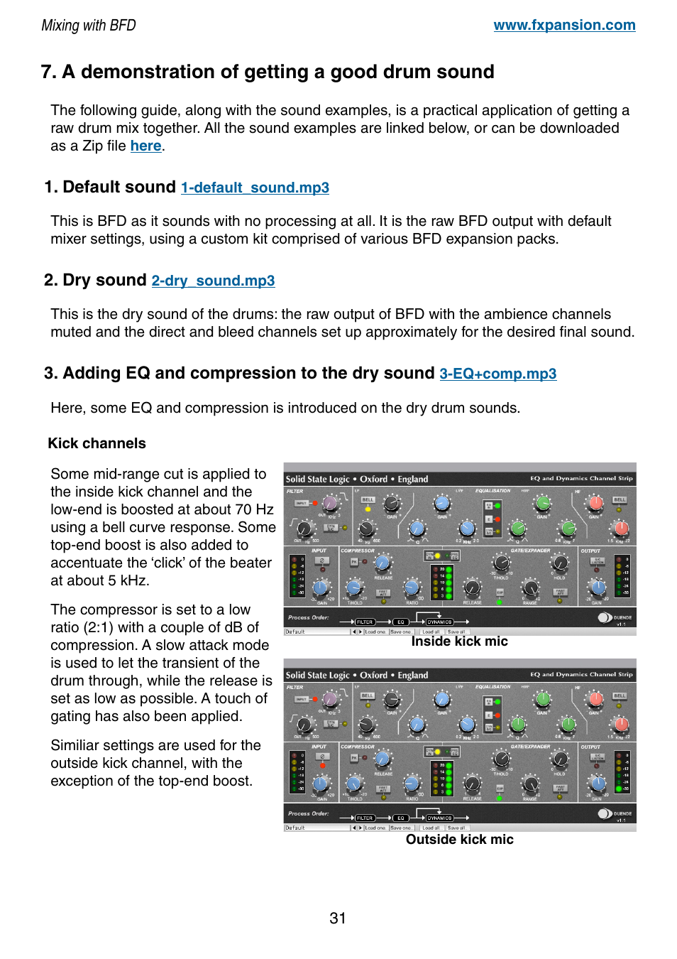 A demonstration of getting a good drum sound, 31 7. a demonstration of getting a good drum sound | FXpansion BFD Premium Acoustic Drum Module Mixing with BFD User Manual | Page 31 / 39