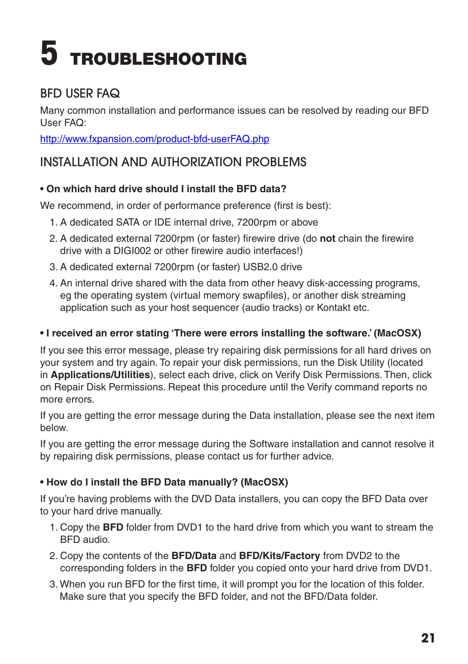 Troubleshooting | FXpansion BFD Supplemental User Manual | Page 21 / 26