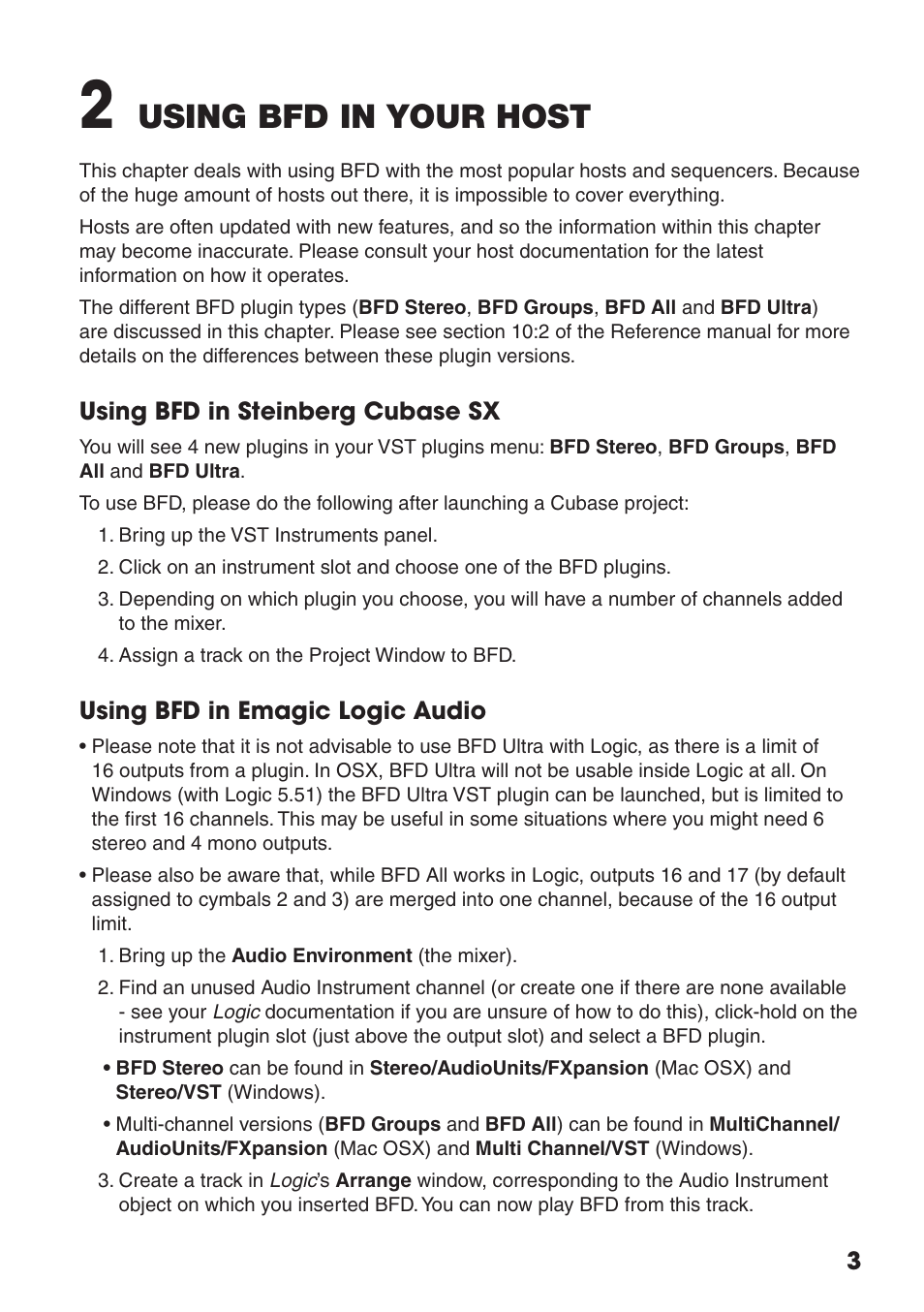 Using bfd in your host | FXpansion BFD Supplemental User Manual | Page 3 / 26