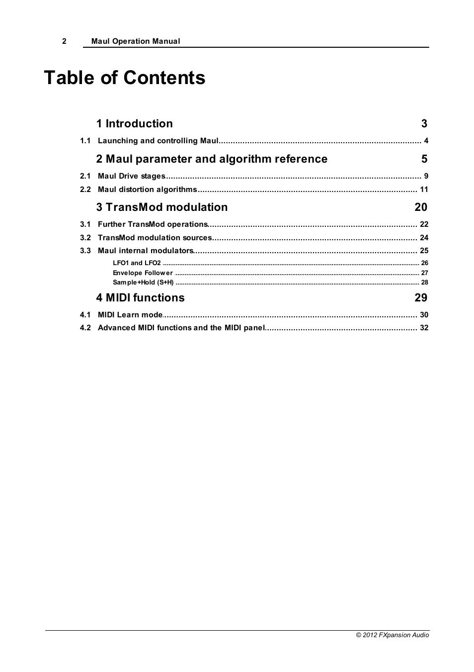 FXpansion Maul User Manual | Page 2 / 33