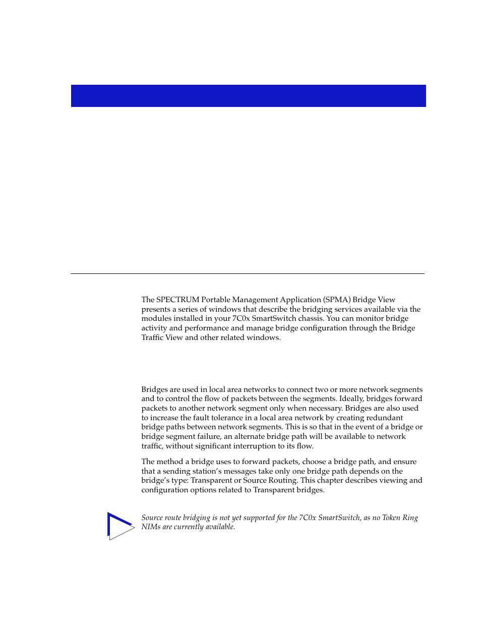 Using the 7c0x smartswitch bridge view, Bridging basics, Chapter 6 | Bridging basics -1 | Cabletron Systems 7C03 User Manual | Page 103 / 150