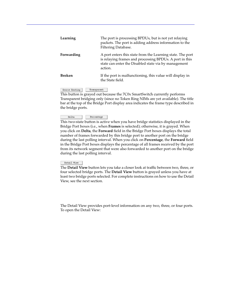 Using the detail view window, Using the detail view window -8 | Cabletron Systems 7C03 User Manual | Page 110 / 150