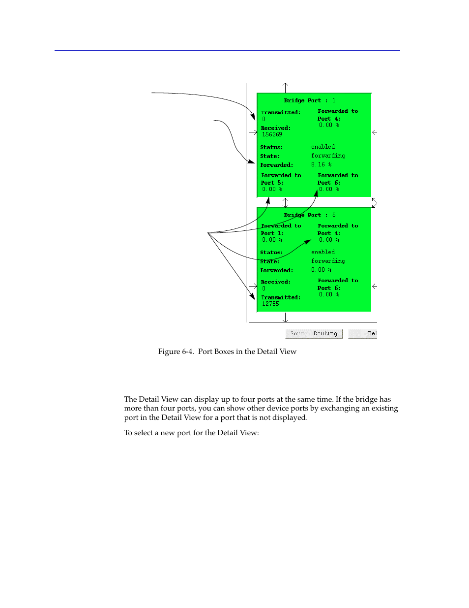 Changing ports in the detail view, Changing ports in the detail view -10 | Cabletron Systems 7C03 User Manual | Page 112 / 150