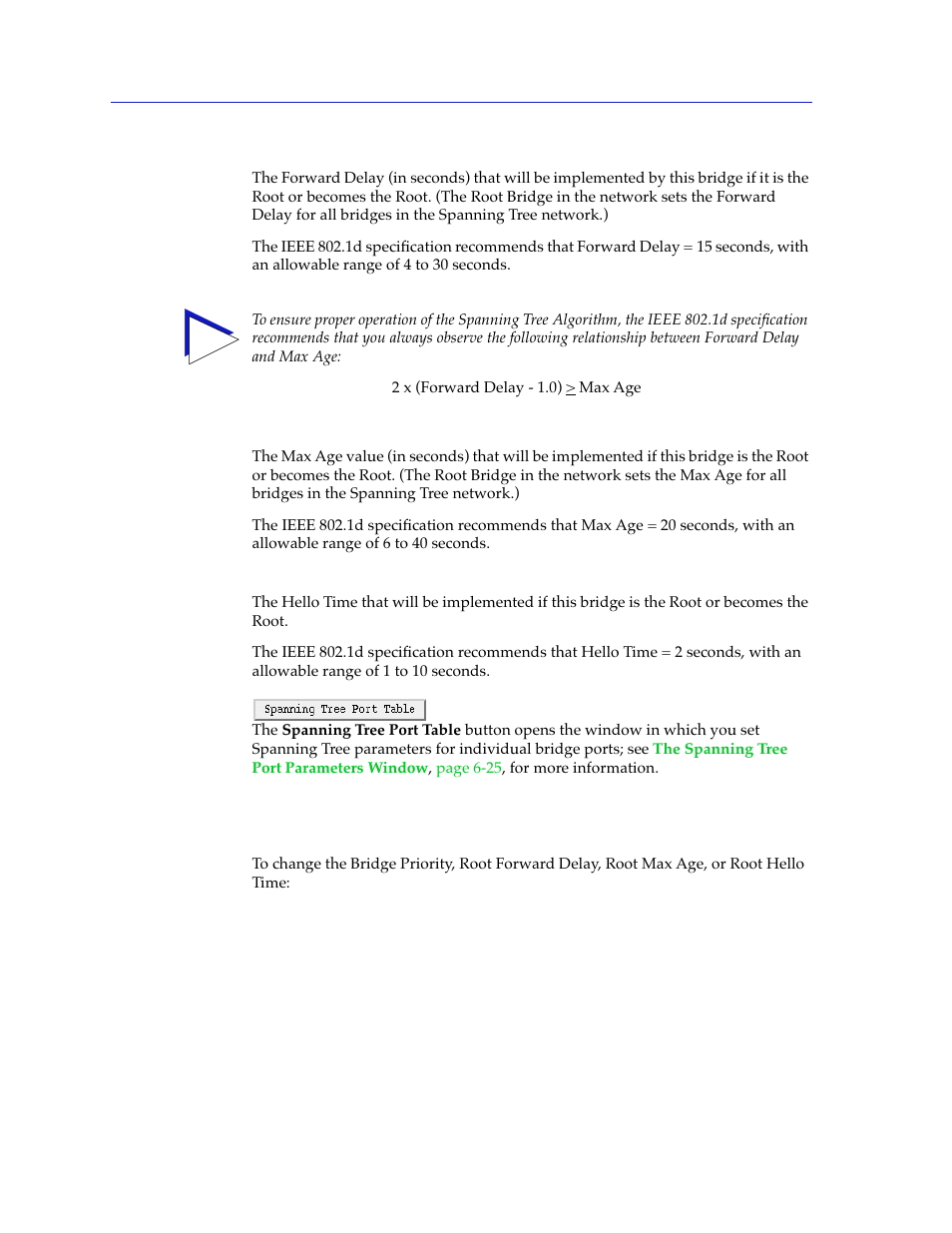 Changing spanning tree parameters, Changing spanning tree parameters -24 | Cabletron Systems 7C03 User Manual | Page 126 / 150