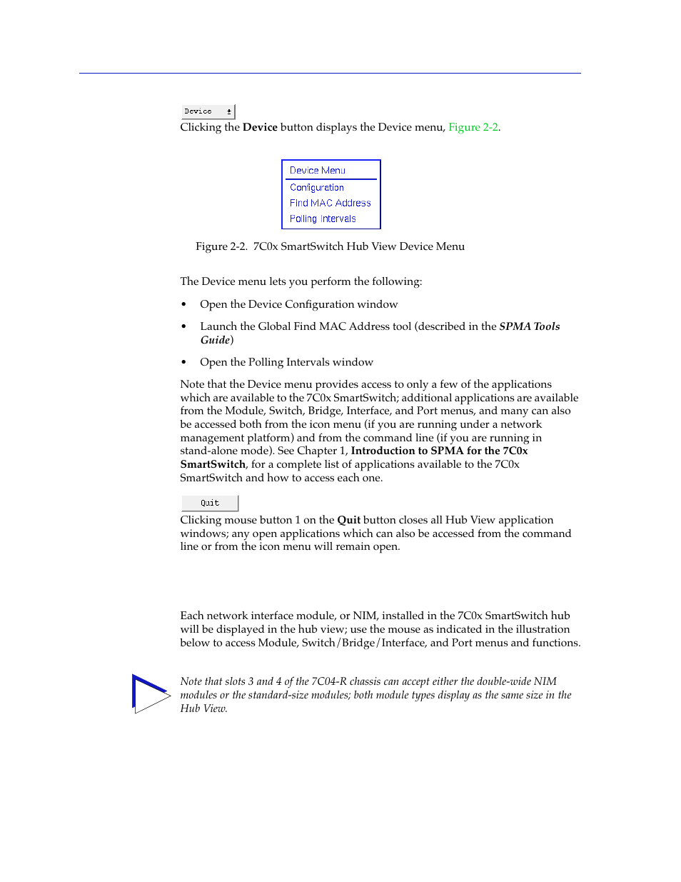 Using the mouse in a hub view module, Using the mouse in a hub view module -4 | Cabletron Systems 7C03 User Manual | Page 20 / 150