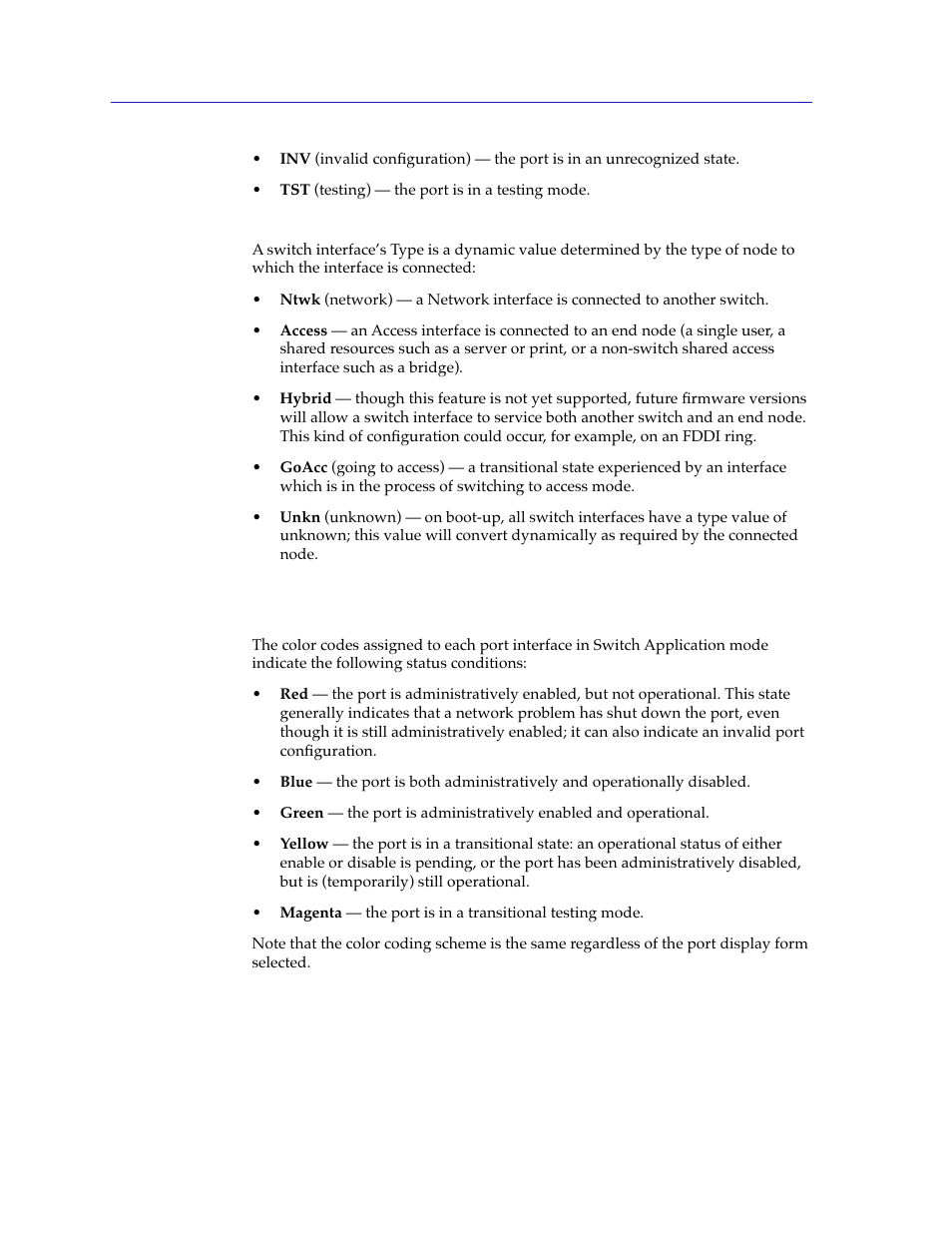 Switch port color codes, Switch port color codes -12 | Cabletron Systems 7C03 User Manual | Page 28 / 150