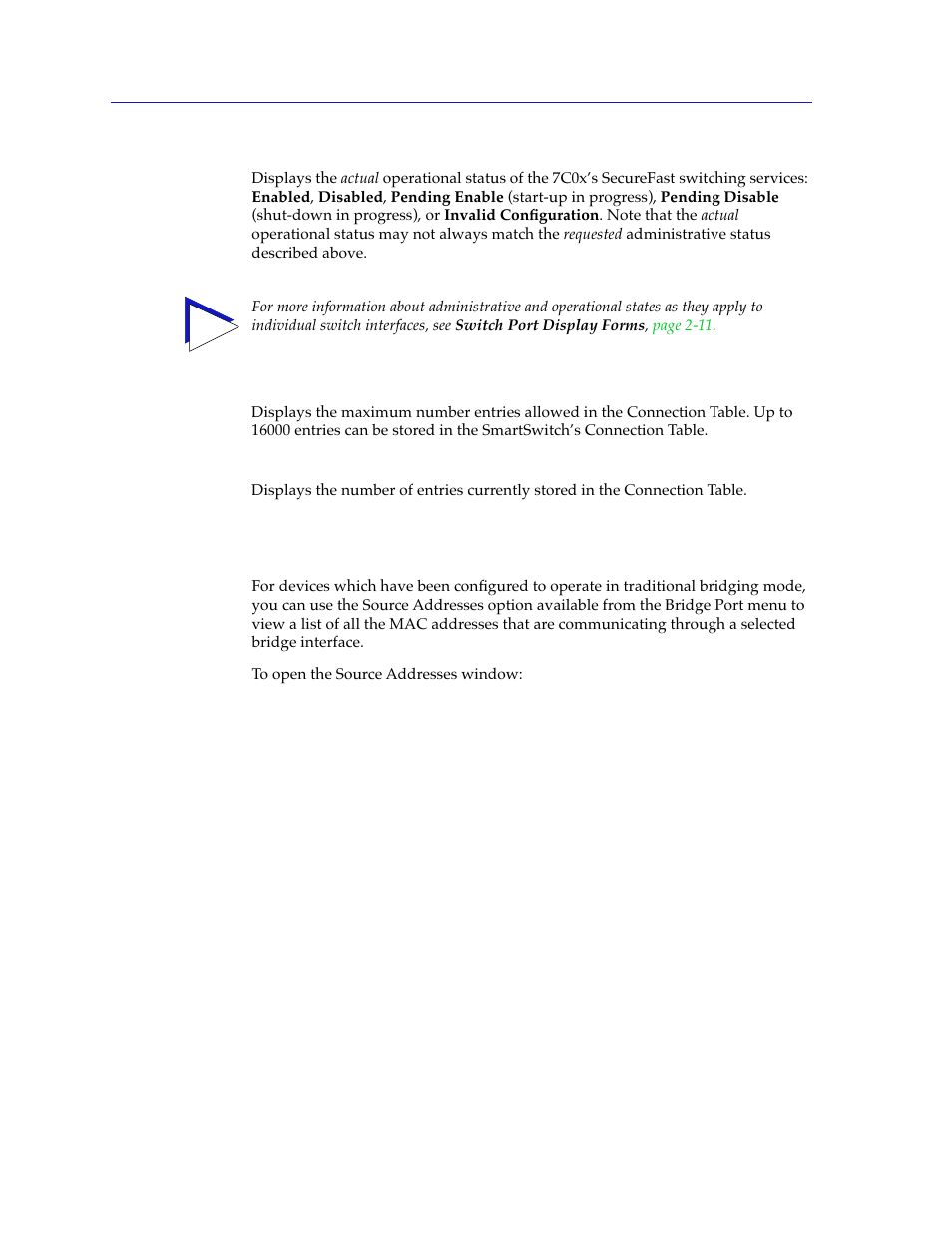 Viewing the source address list, Viewing the source address list -24, And for mor | Cabletron Systems 7C03 User Manual | Page 40 / 150