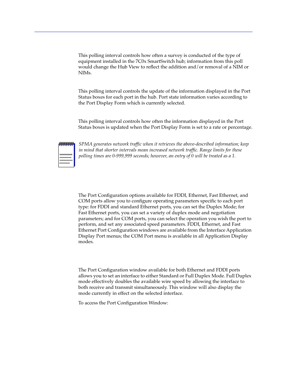 Port configuration, Configuring ethernet and fddi ports, Port configuration -30 | Configuring ethernet and fddi ports -30, Port display forms ar | Cabletron Systems 7C03 User Manual | Page 46 / 150