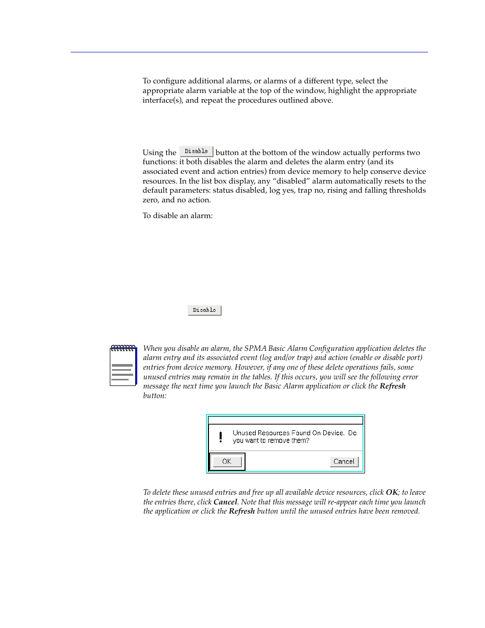 Disabling an alarm, Disabling an alarm -9 | Cabletron Systems 7C03 User Manual | Page 65 / 150