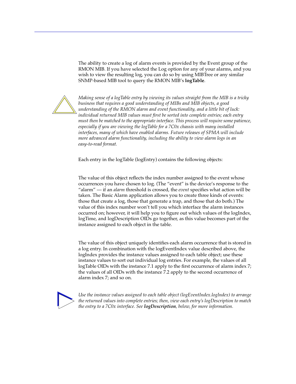 Viewing an alarm log, Viewing an alarm log -10, For details | Cabletron Systems 7C03 User Manual | Page 66 / 150